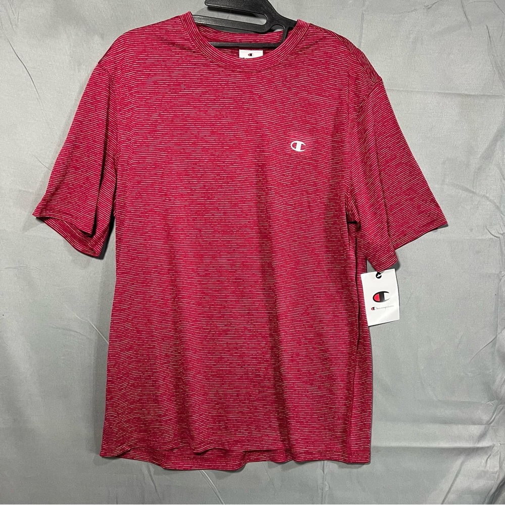 Champion Men's Heathered Red Short Sleeve Tee medium